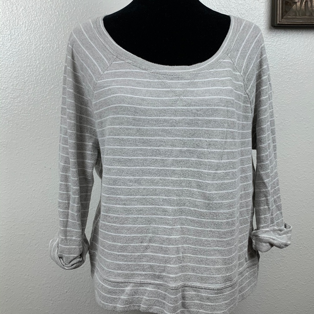 Soft Joie Emma Striped‎  Gray White French Top
